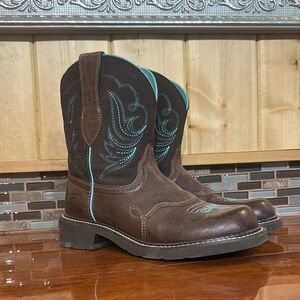 Brown and Black Ariat Fat Baby’s with Teal Stitching